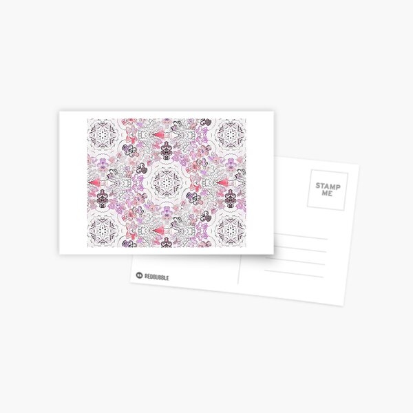 Pink Floral Ties and Circles Design Offering by Green Bee Mee Postcard