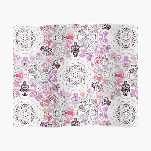 Pink Floral Ties and Circles Design Offering by Green Bee Mee Poster
