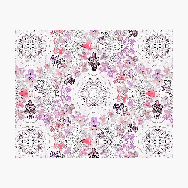 Pink Floral Ties and Circles Design Offering by Green Bee Mee Photographic Print
