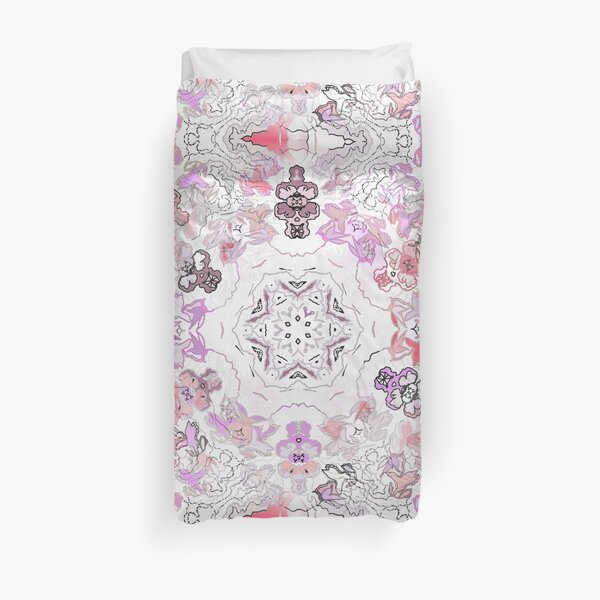 Pink Floral Ties and Circles Design Offering by Green Bee Mee Duvet Cover