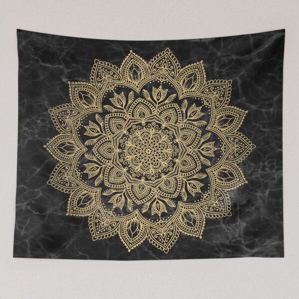 Item preview, Boho Mandala - Gold on Black Marble designed and sold by halconiandesign.