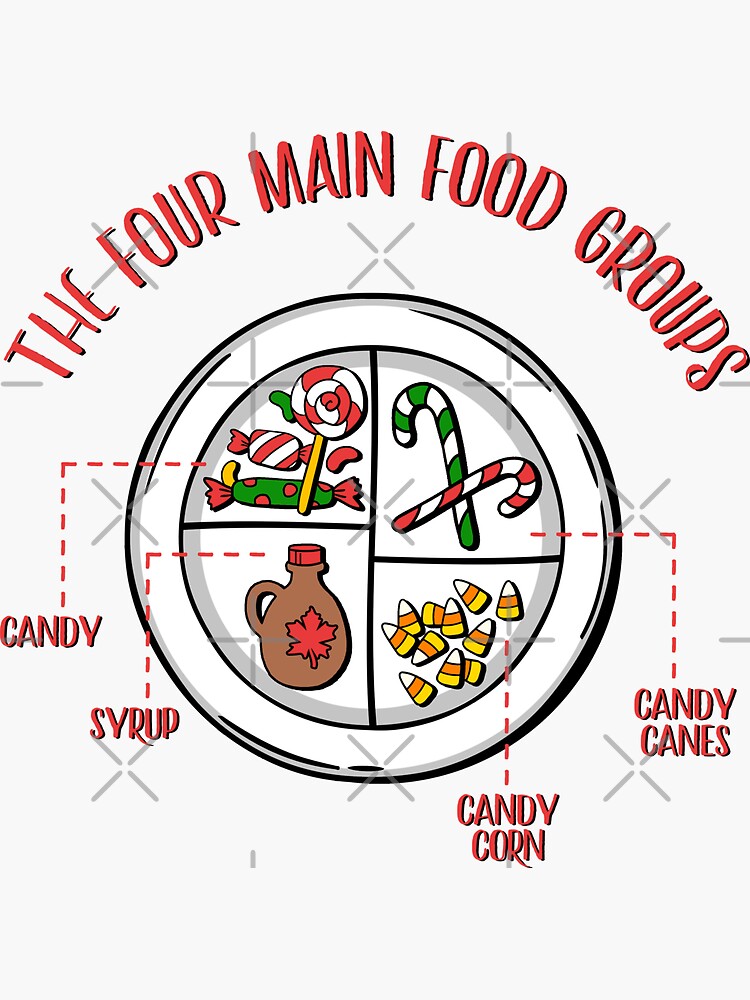 we-elves-try-to-stick-to-the-four-main-food-groups-sticker-for