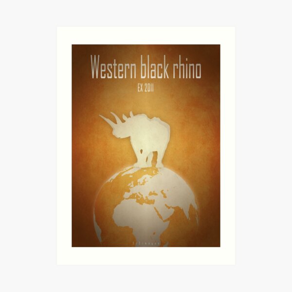 Western black rhinoceros - extinct animals Art Print
