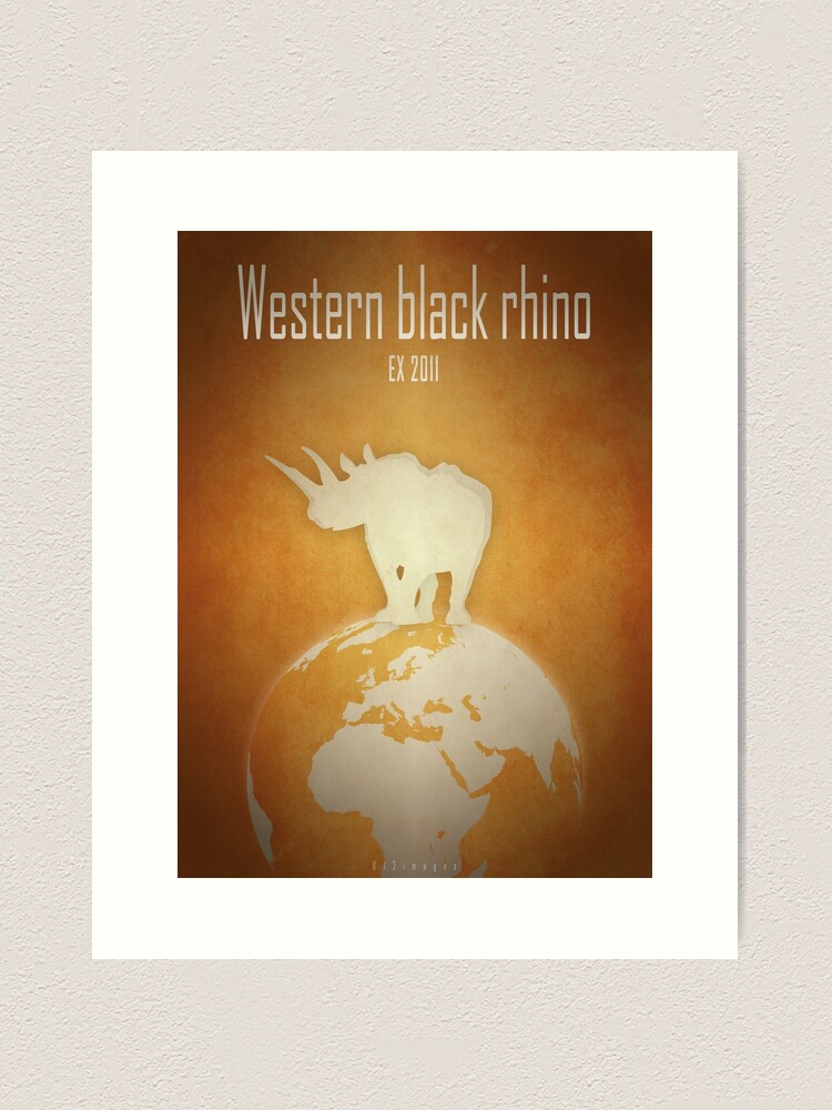 Thumbnail 1 of 3, Art Print, Western black rhinoceros - extinct animals designed and sold by 12images.
