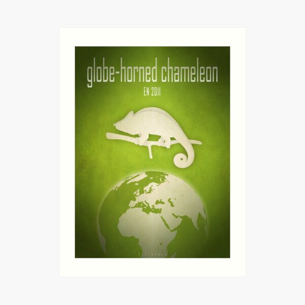 Globe-horned chameleon - endangered species Art Print