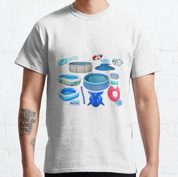 Swimming, Swimmer or Swim Themed, Groovy Retro Wavy Text Merch Gift, White  T-Shirt, Medium