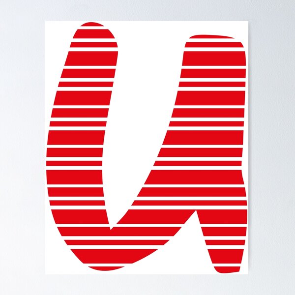 Aperçu de l'œuvre Monogramme Lettre U à Rayure Rouge créée et vendue par Lyn Ellison - random and fun designs.