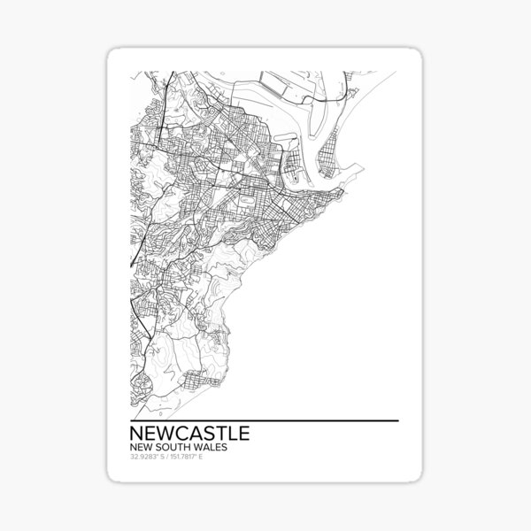 Newcastle map poster print wall art, New South Wales gift printable, Home and Nursery, Modern map decor for office, Map Art, Map Gifts Sticker