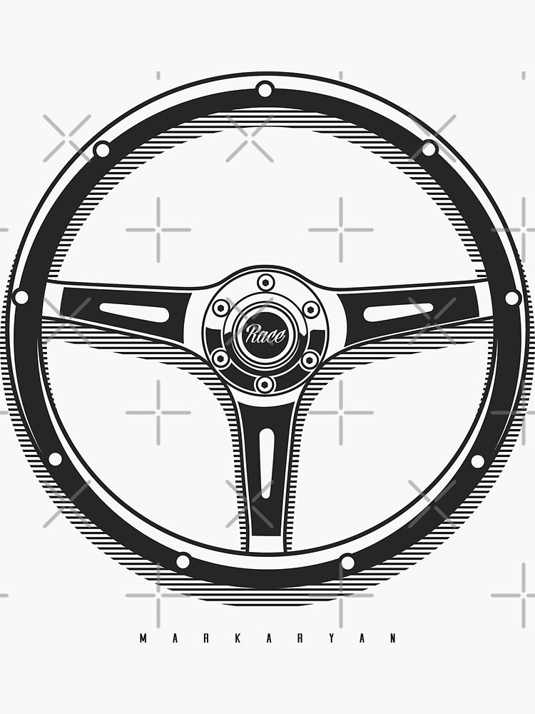 "Vintage Racing steering wheel" Sticker by OlegMarkaryan Redbubble