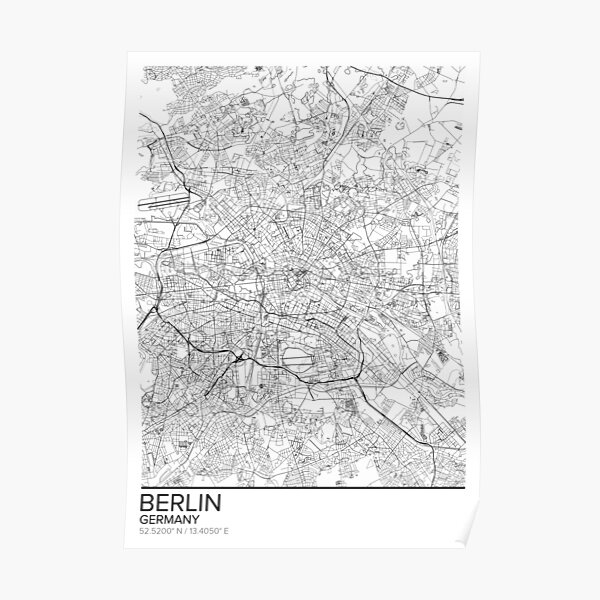 Berlin Karte Poster print Wandkunst, Deutschland Geschenk zum ausdrucken, Home und Kindergarten, moderne Karte Dekor für Büro, Map Art, Map Gifts Poster