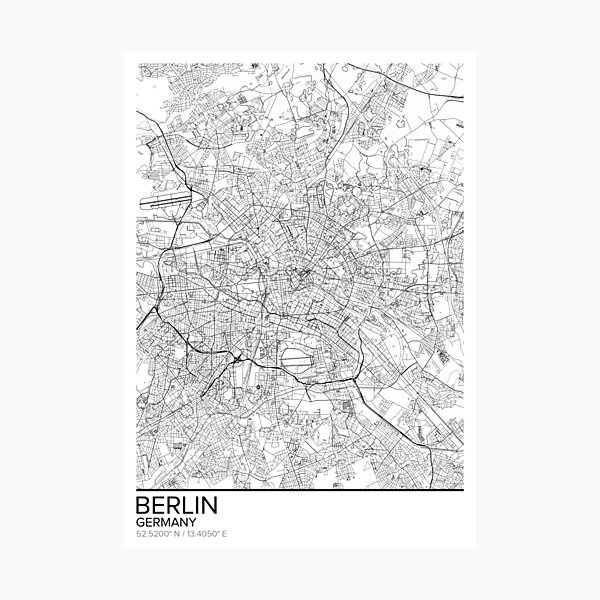 Berlin Karte Poster print Wandkunst, Deutschland Geschenk zum ausdrucken, Home und Kindergarten, moderne Karte Dekor für Büro, Map Art, Map Gifts Fotodruck