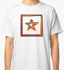 Fire star in red and blue color on a black background. Classic T-Shirt