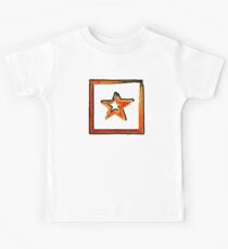 Fire star in red and blue color on a black background. Kids Tee