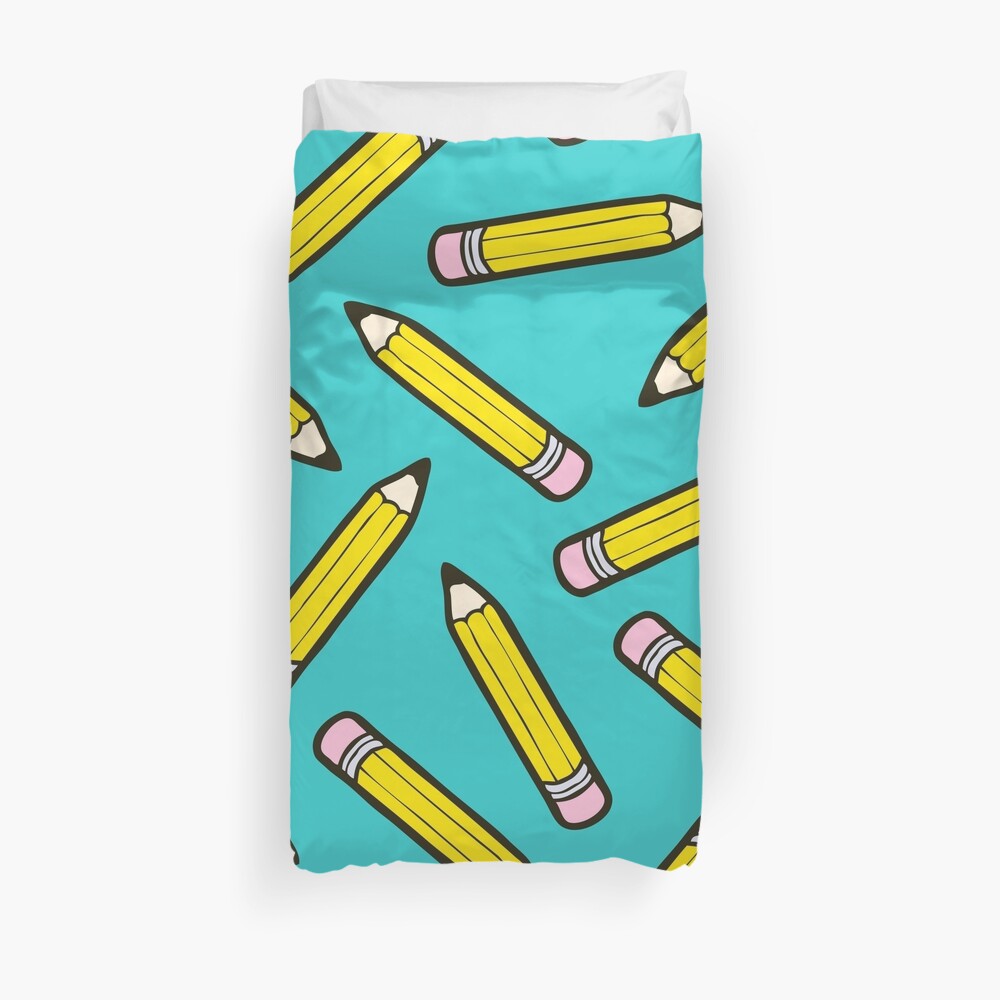 Pencil Power Blue Pattern Duvet Cover