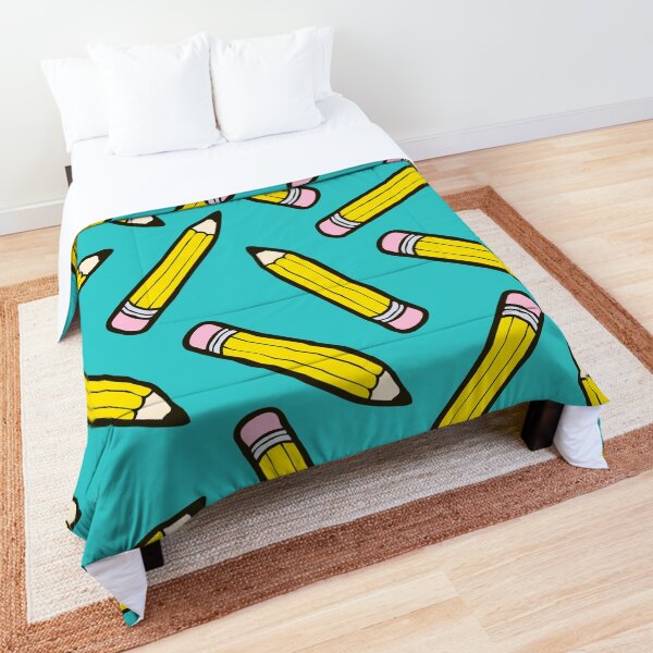 Pencil Power Blue Pattern Comforter