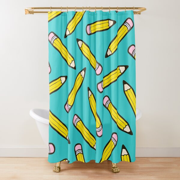 Pencil Power Blue Pattern Shower Curtain