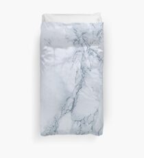 Elegant Creamy White Marble with Light Blue Veins Duvet Cover