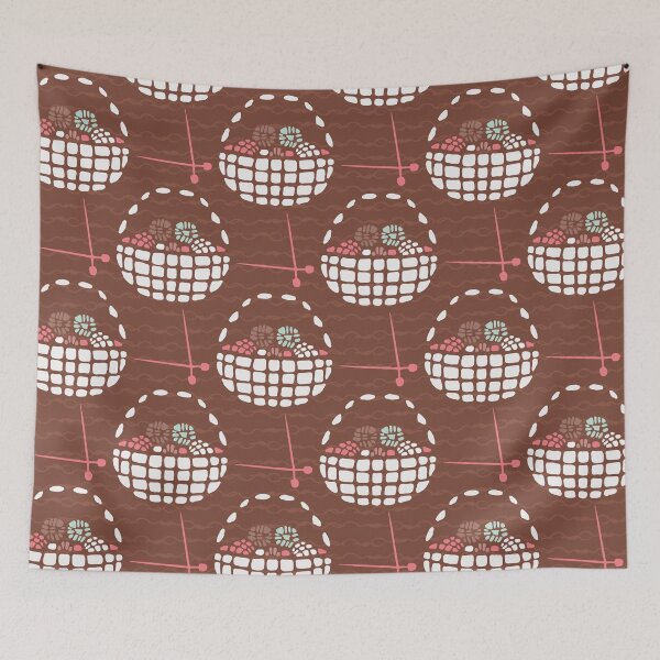 Item preview, Knitting wool basket  Hand drawn flat style designed and sold by Limolida.