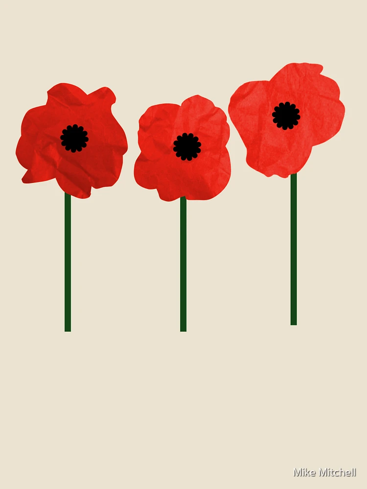 Aperçu 4 sur 4. T-shirt décontracté avec l'œuvre Souvenir (Coquelicots Rouges) créée et vendue par Mike Mitchell.