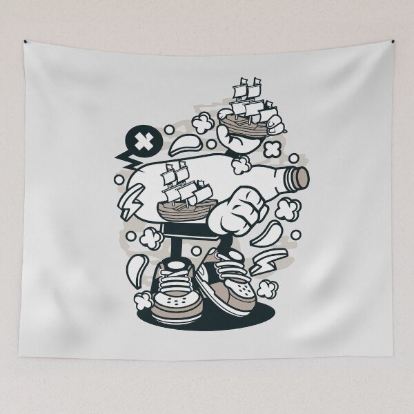 Item preview, Bottle Ship Cartoon Character - Fun T-shirt for people who like things a little crazy sailing! designed and sold by Nickelparis.