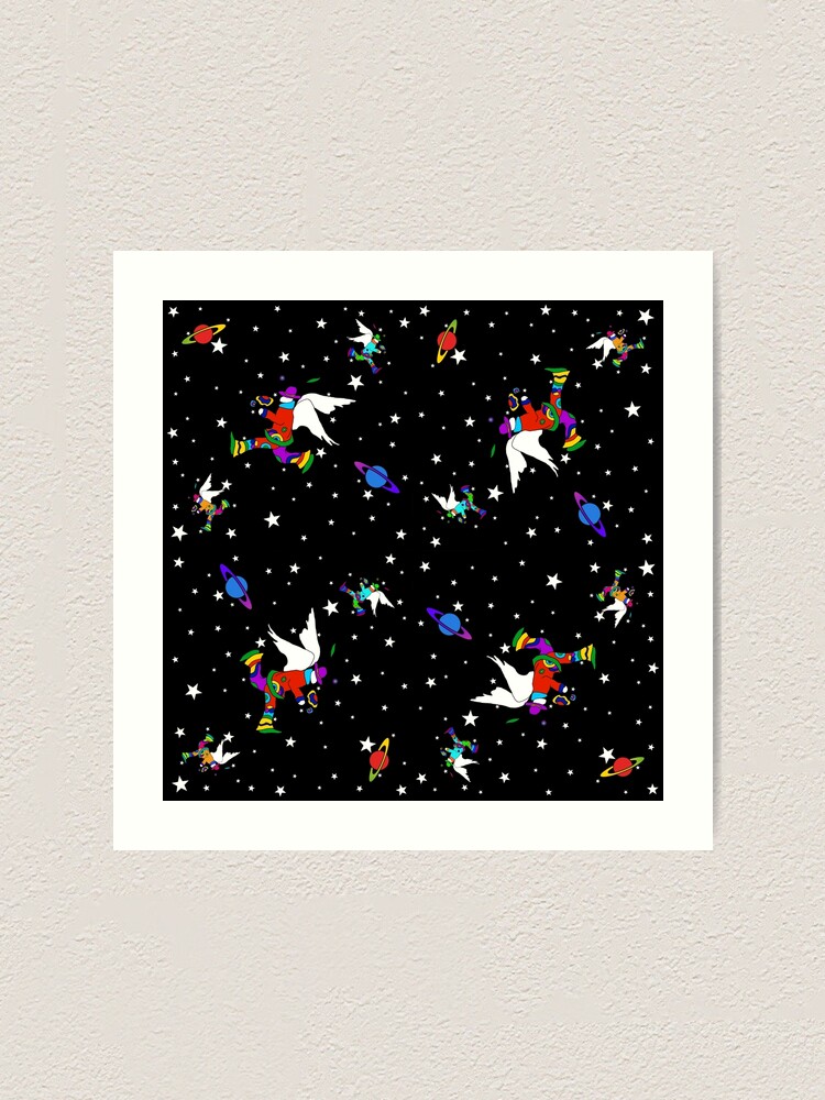 Alternate view of Angel Dudes Starry Night - black Art Print
