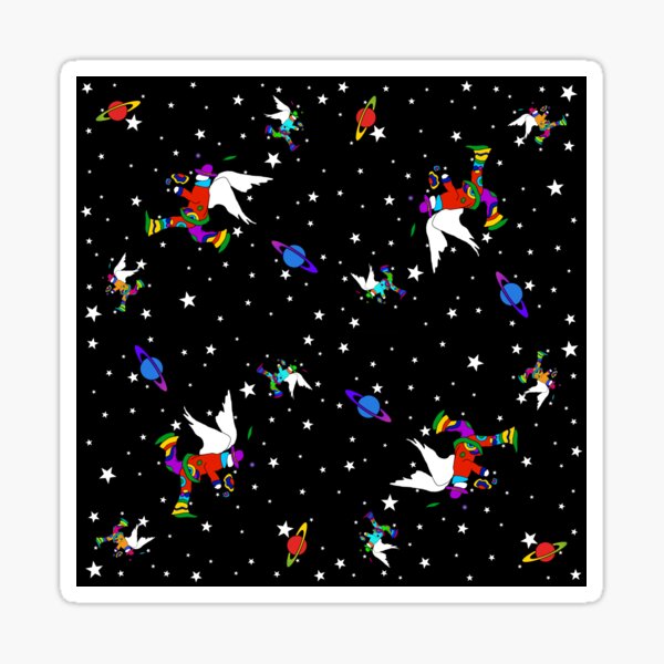 Angel Dudes Starry Night - black Sticker