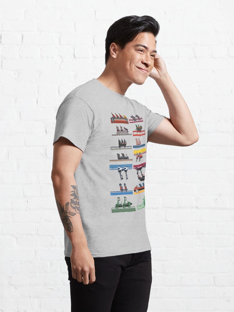 Alternate view of Six Flags Magic Mountain Coaster Cars Design Classic T-Shirt