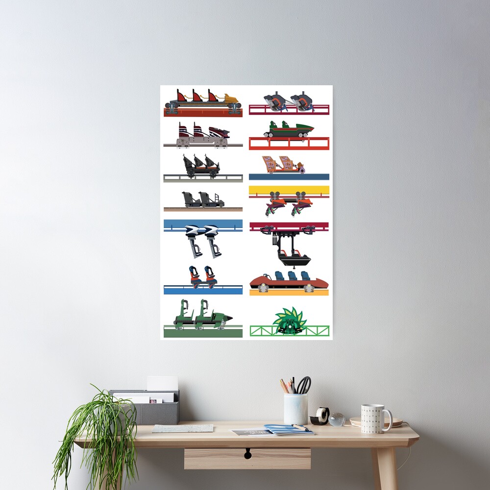 Six Flags Magic Mountain Coaster Cars Design Poster