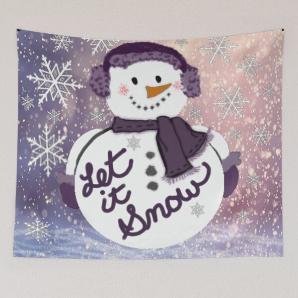 Item preview, Snowman Christmas Let It Snow Graphic Art Design: Purple Winter Snow Scene Gifts designed and sold by Cute & Sassy Custom Gifting Boutiques.