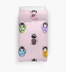Kokeshi Maneki Neko Maiko Duvet Cover
