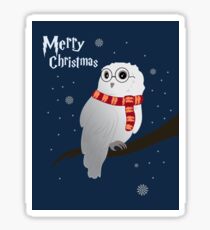 White Christmas Owl Sticker