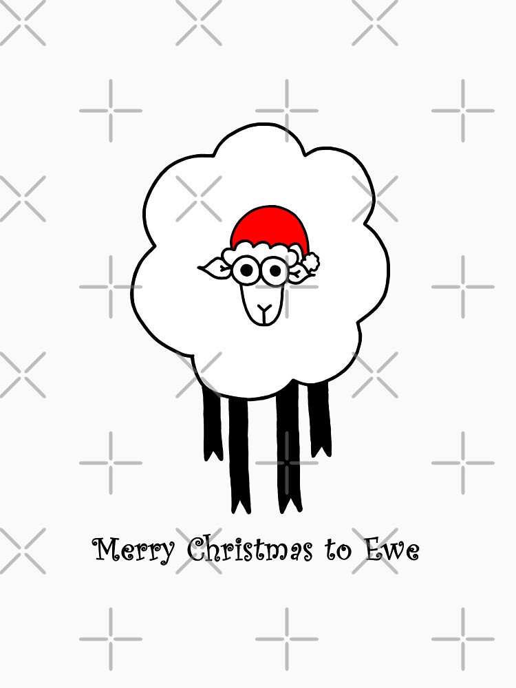 Merry Christmas to Ewe - Sheep with Santa Hat by AdrienneBody