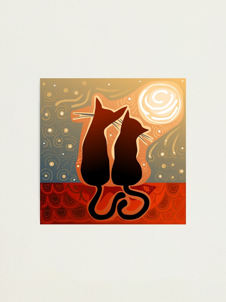 Impression Photo Couple De Chats Amoureux Sur Un Toit De Maison Par Nuanz Redbubble