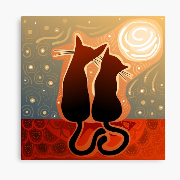 couple of cats in love on a house roof Canvas Print