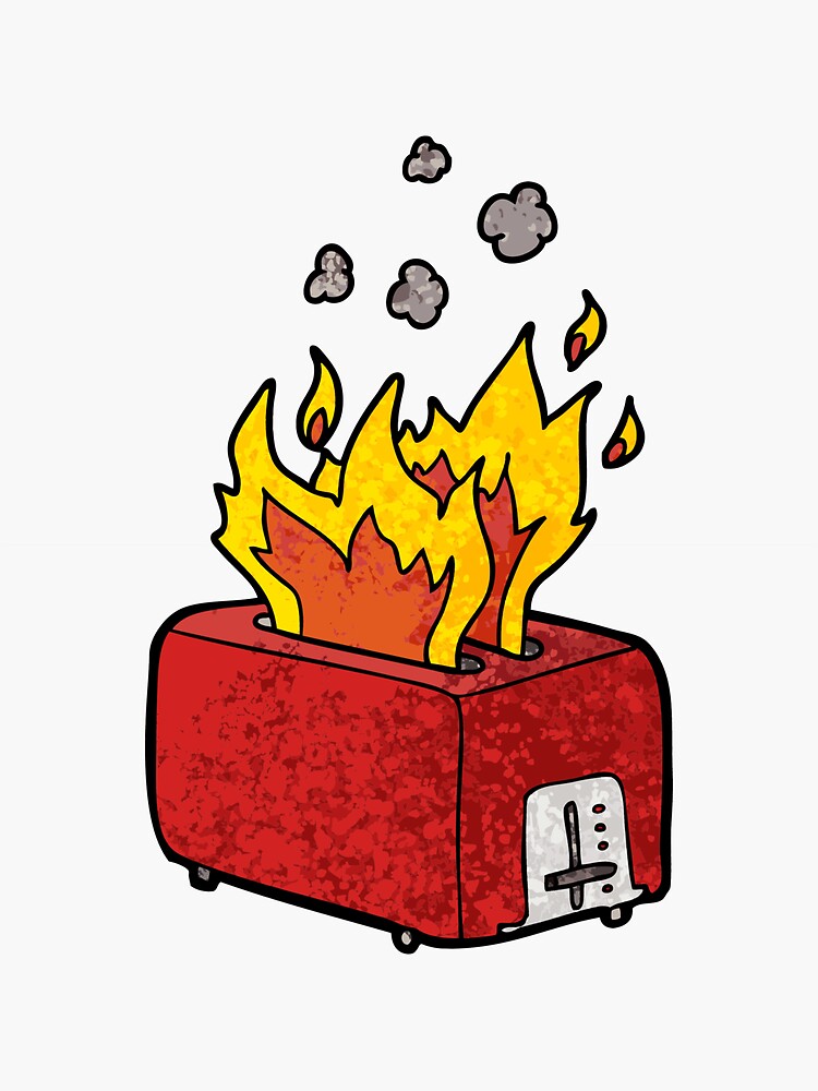 “Flaming Toaster” Sticker for Sale by SpacemanSam13 | Redbubble