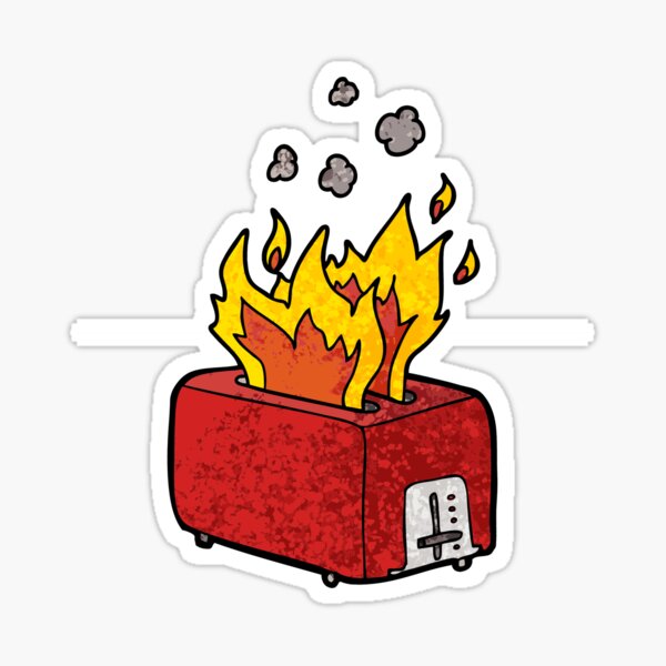 “Flaming Toaster” Sticker for Sale by SpacemanSam13 | Redbubble