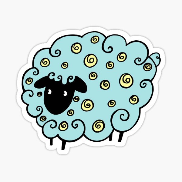 Blue Cartoon Sheep Sticker Sticker