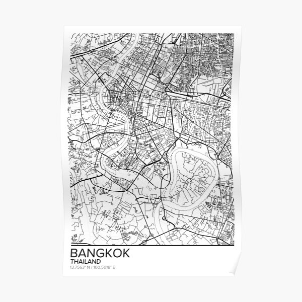 Bangkok map poster print wall art, Thailand gift printable, Home and Nursery, Modern map decor for office, Map Art, Map Gifts Poster