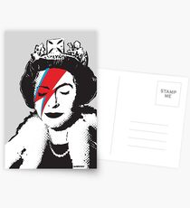 Banksy UK England God Save the Queen Elisabeth with David Bowie rockband face makeup HD HIGH QUALITY ONLINE STORE Postcards