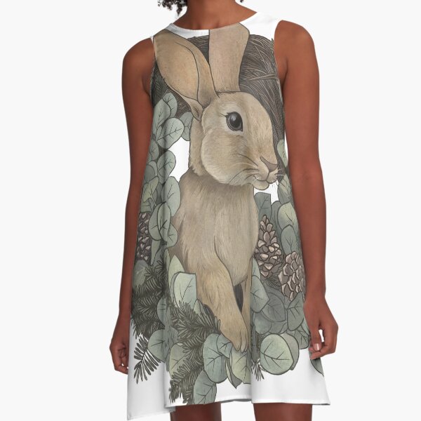 Winter Rabbit A-Line Dress