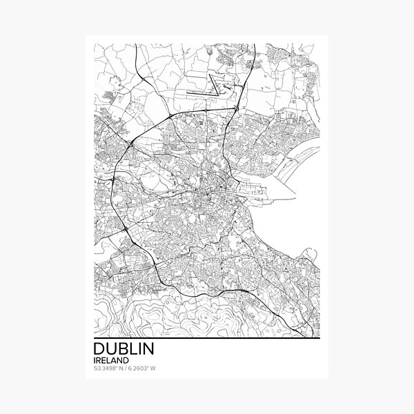 Dublin map poster print wall art, Ireland gift printable, Home and Nursery, Modern map decor for office, Map Art, Map Gifts Photographic Print