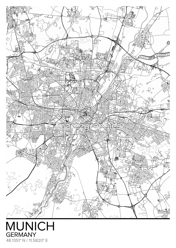 Mapa De Munich Arte De La Pared Con Impresion De Carteles Regalo De Alemania Para Imprimir Hogar Y Guarderia Decoracion Moderna Para Oficina Mapa De Arte Mapa De Regalos De Marzzgraphics