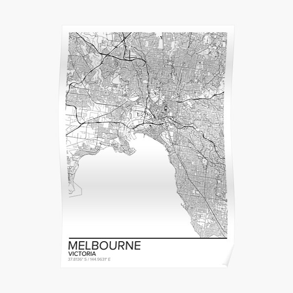 Melbourne map poster print wall art, Victoria gift printable, Home and Nursery, Modern map decor for office, Map Art, Map Gifts Poster