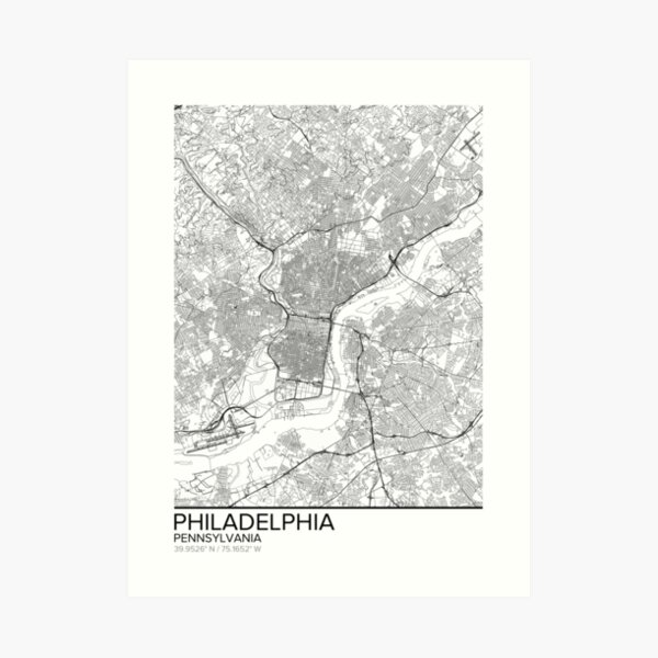 Philadelphia map poster print wall art, Pennsylvania gift printable, Home and Nursery, Modern map decor for office, Map Art, Map Gifts Art Print