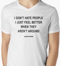 Charles Bukowski — 'I don't hate people. I just feel better when they aren't around.' Men's V-Neck T-Shirt