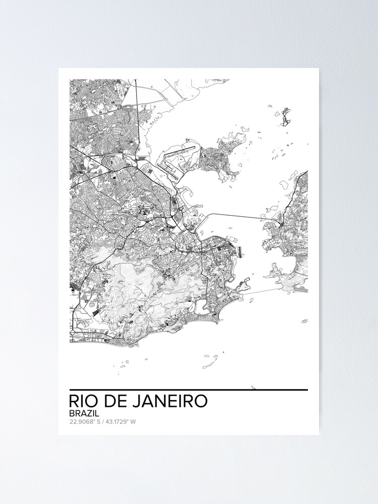 Poster Mapa De Rio De Janeiro Arte De La Pared Con Impresion De Carteles Regalos De Brasil Para Imprimir Hogar Y Guarderia Decoracion De Mapas Moderna Para La Oficina Arte De Mapas
