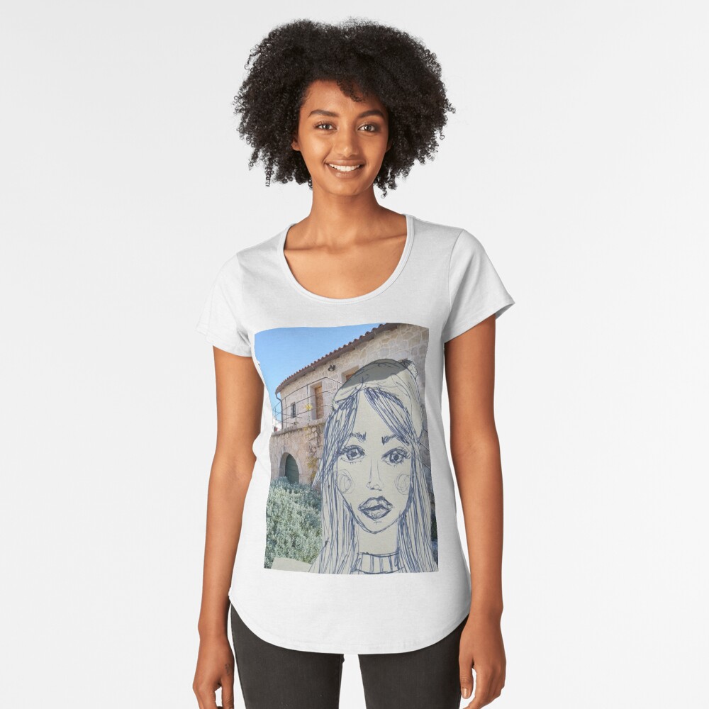 A Girl Wearing a Beanie Premium Scoop T-Shirt