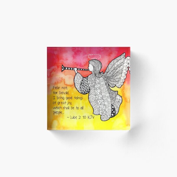 Watercolor Doodle | Christmas Angel Acrylic Block