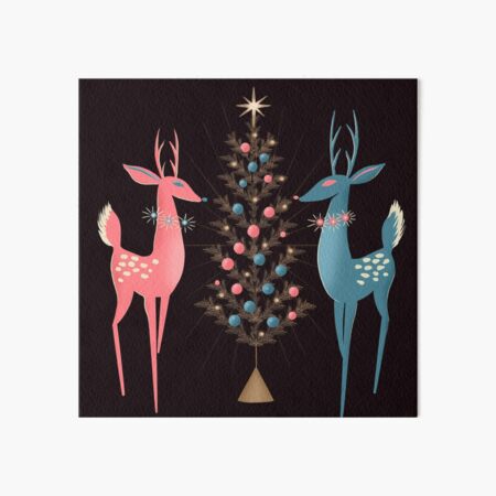Item preview, Midcentury Pink And Aqua Holiday At The North Pole designed and sold by BunnyThePainter.