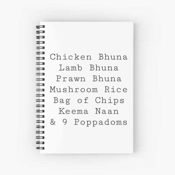 Smithy Indian Takeaway Order Gavin & Stacey Spiral Notebook